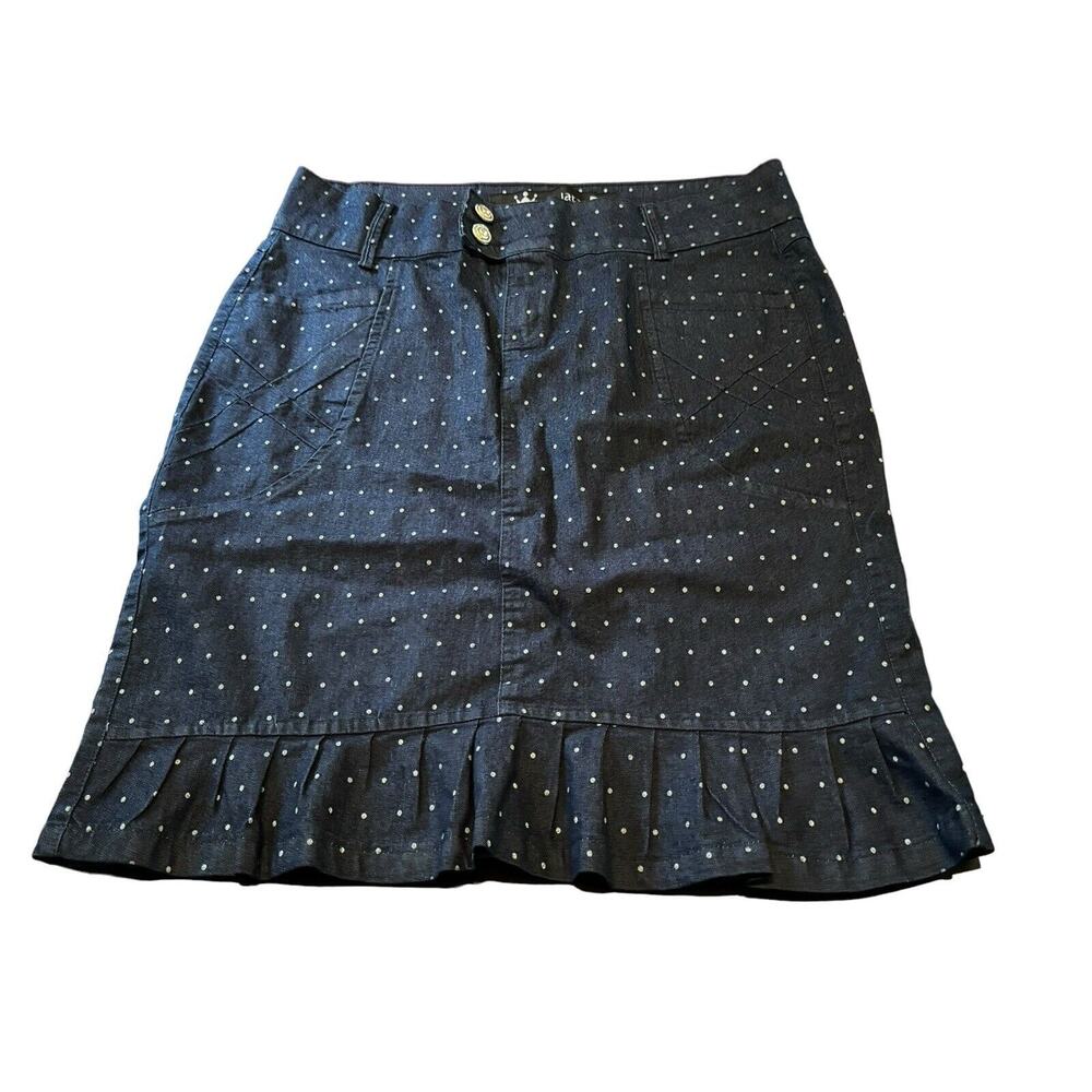 Madara Girls Denim Jean Skirt 50 Brasil Polka Dots Front Back Pockets Night Out